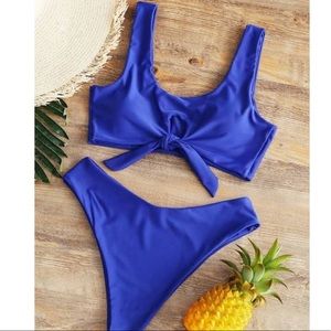 Zaful blue high waisted bikini size 6/medium